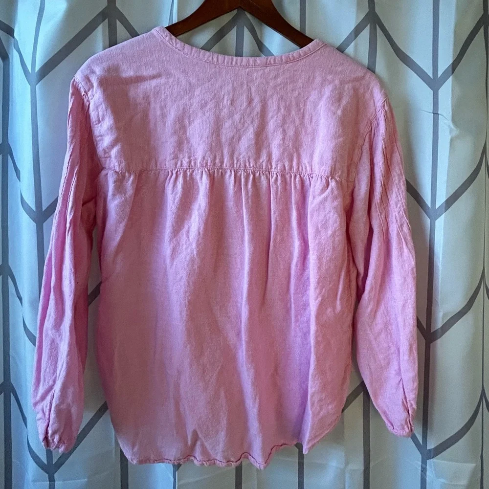 Joie Pink Button-Up linen Blend Blouse - Picture 4 of 4